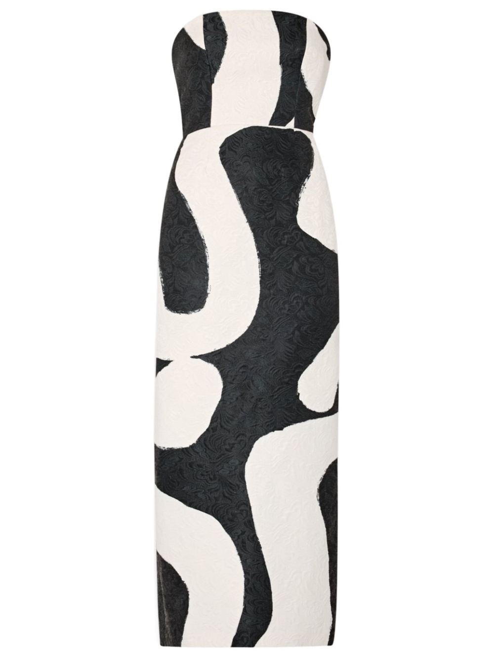 MILLY Orion Ink Swirl Strapless Sheath Column Maxi Dress – Black & White, Size 2